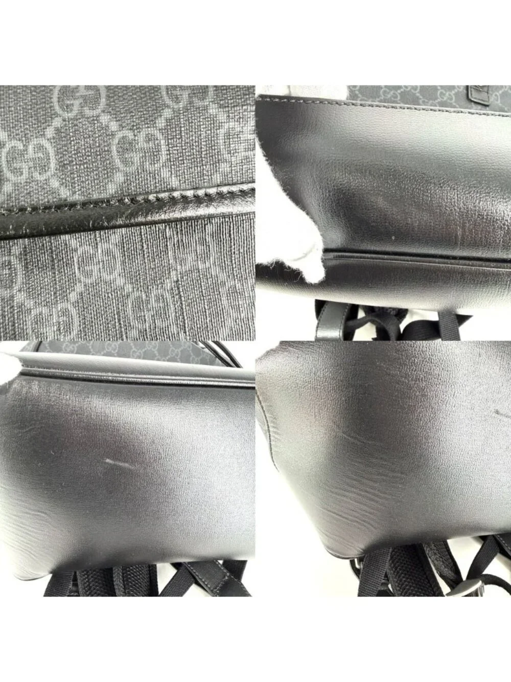 Gucci Backpack Interlocking G Medium GG Supreme Canvas Leather Gray Black Silver